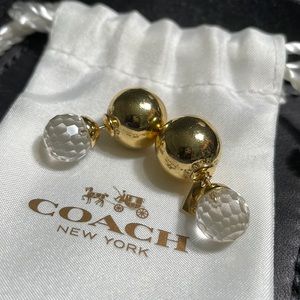 Coach Crystal and Gold Ball Earrings